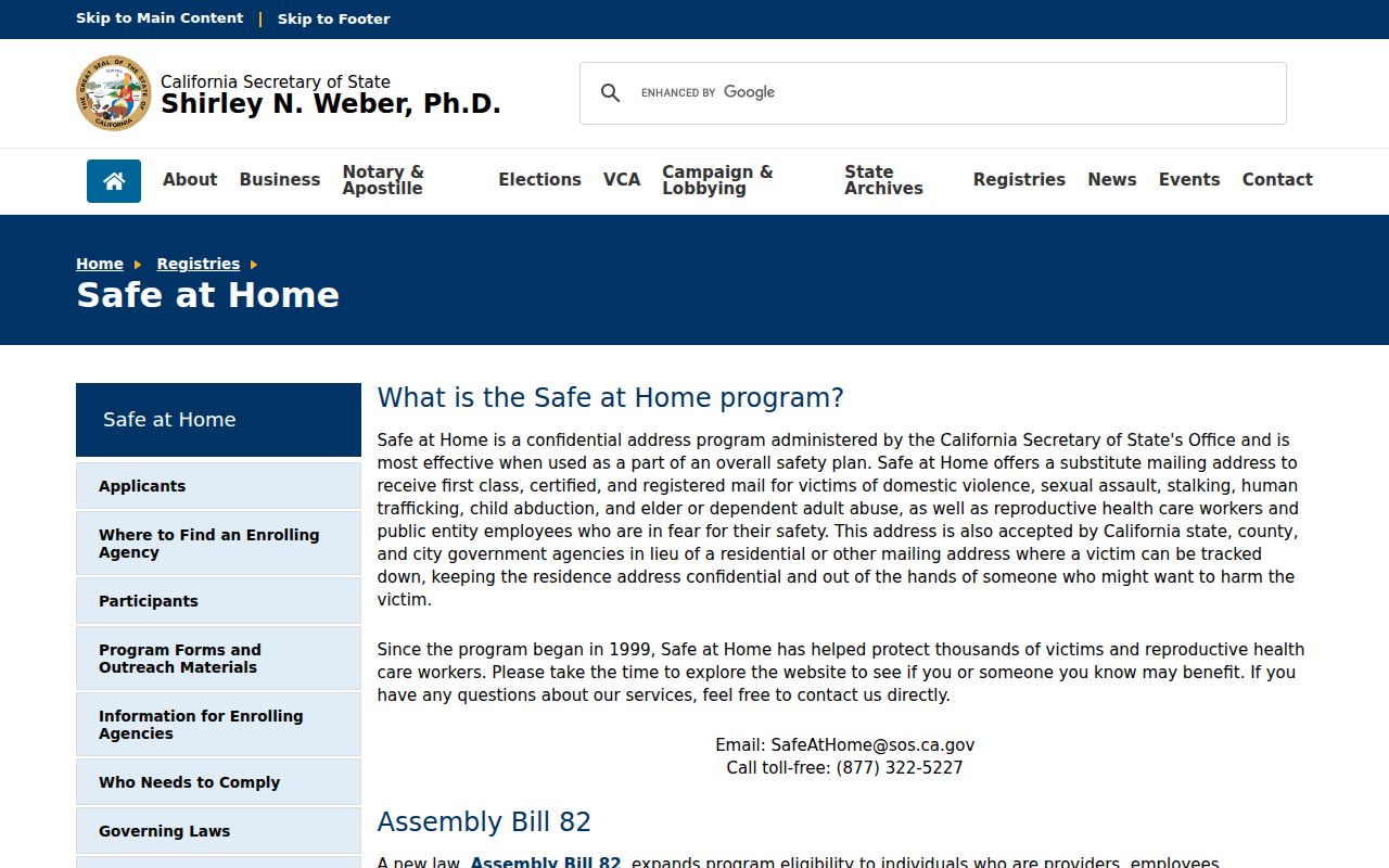 Seaside neighbors lookup reference for California Safe at Home address confidentiality