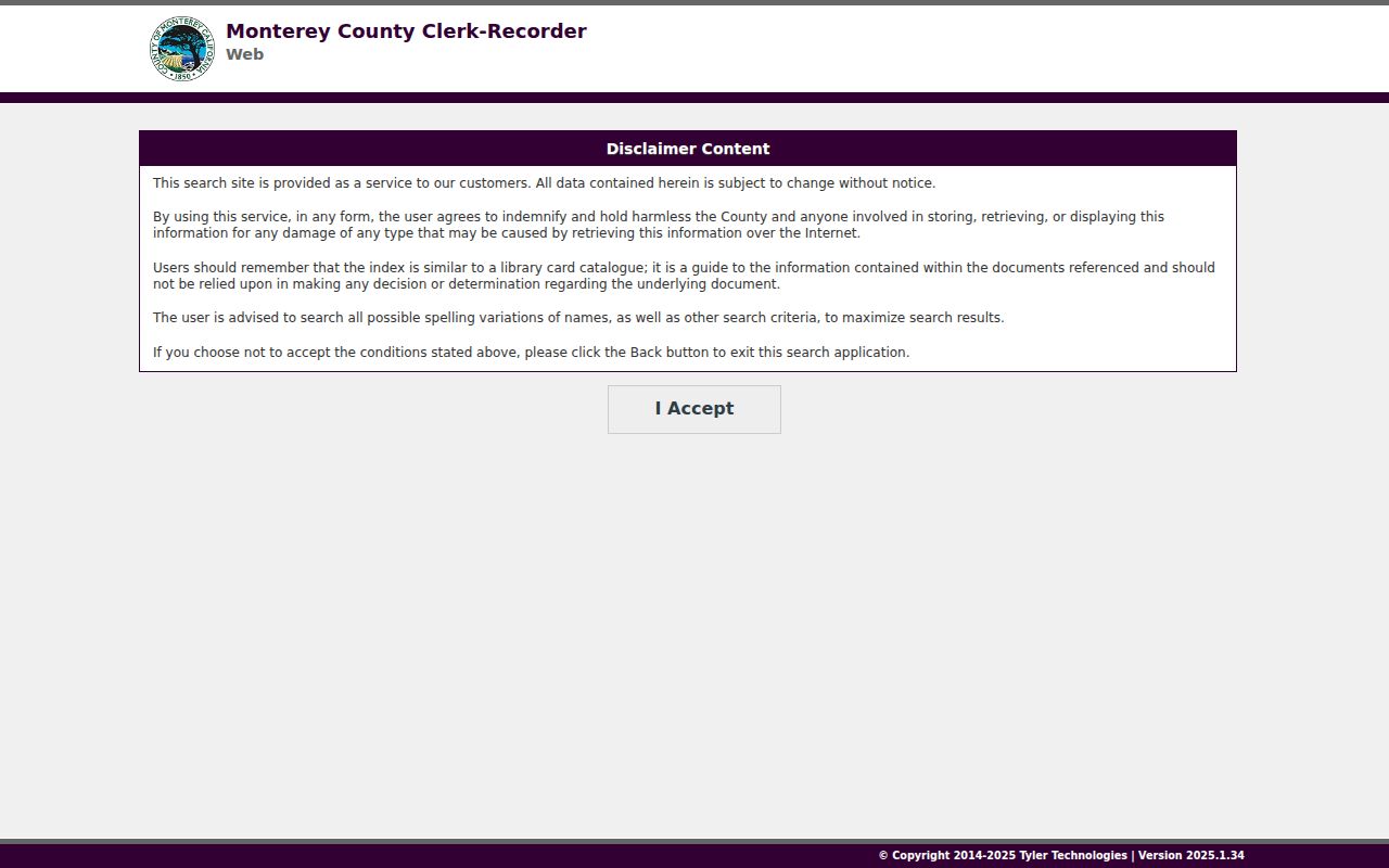 Seaside address history current Monterey County Recorder index