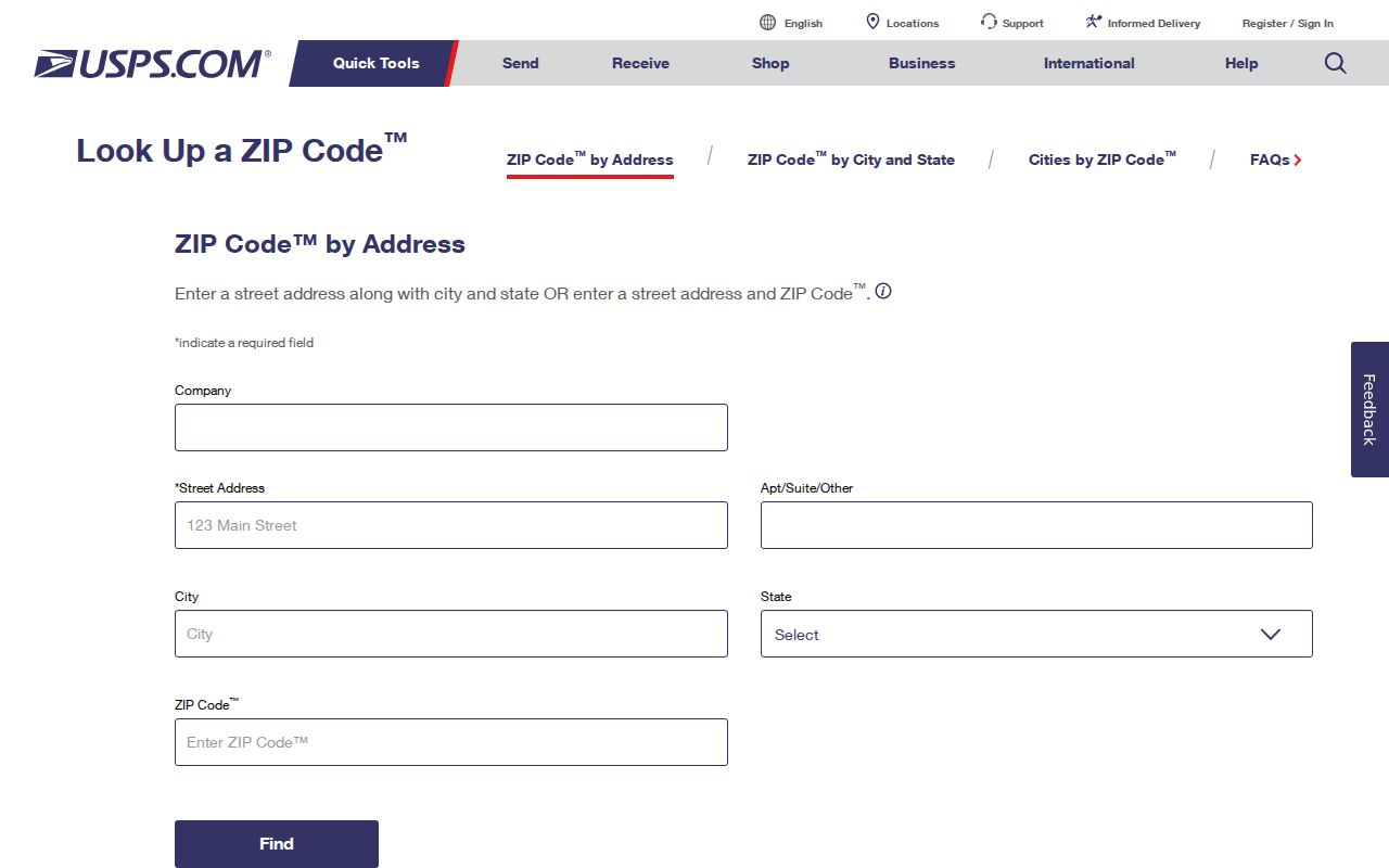 Seaside ZIP code directory view of USPS ZIP lookup by address